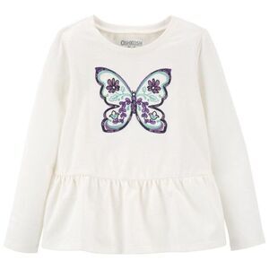 Girls OshKosh Butterfly Sequin Long Sleeve Top Shirt 2T New